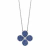Zadok Collection Adjustable Flower Cluster Blue Sapphire And Diamond Pendant