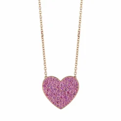 Zadok Collection Adjustable Large Heart Cluster Pink Sapphire Pendant
