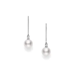 Mikimoto Akoya Leverback Earrings With Diamonds