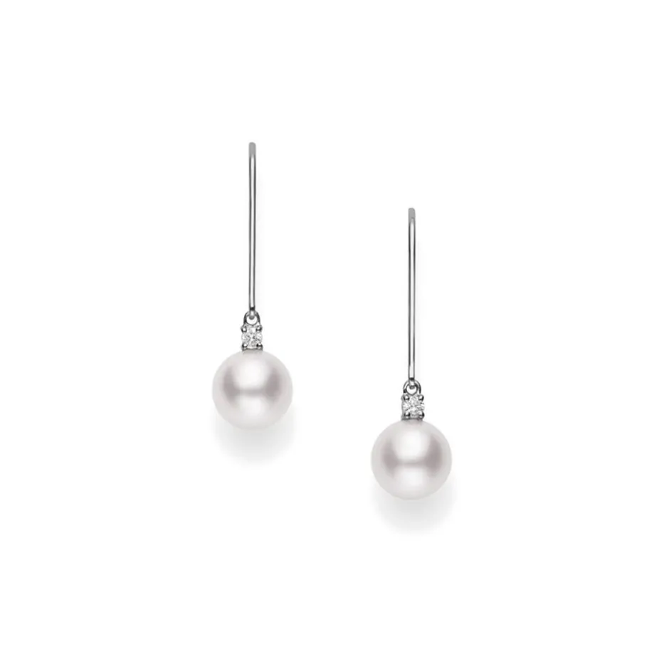 Mikimoto Akoya Leverback Earrings With Diamonds