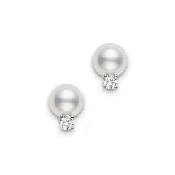 Mikimoto Akoya Studs With Diamonds