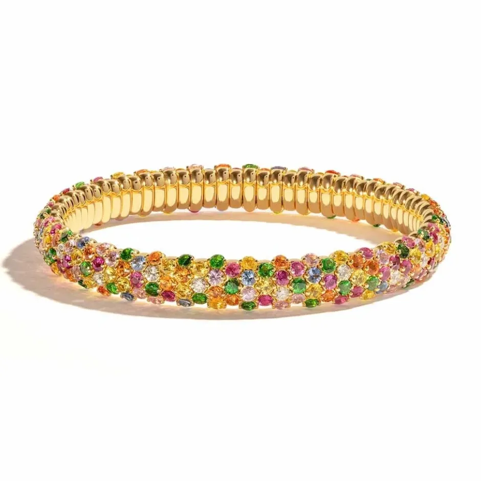 Zadok Collection 7 Alternate Row Basket Multi-Colored Sapphire And Diamond Bracelet