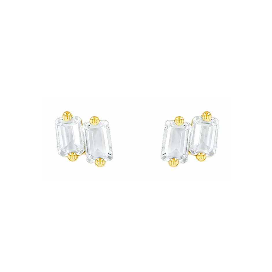 Suzanne Kalan Ann Emerald Cut White Topaz Studs