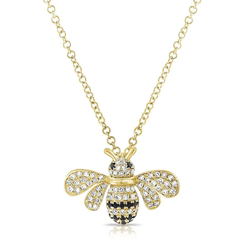 Zadok Collection Bee Pave Diamond And Black Diamond Pendant