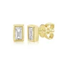Zadok Collection Bezel Stud Emerald Diamond Earrings