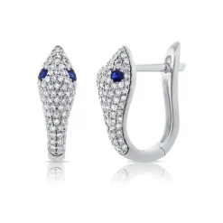 Zadok Collection Blue Sapphire & Diamond Snake Huggie Earrings