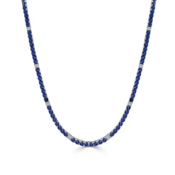 Zadok Collection Blue Sapphire & Diamond Tennis Necklace