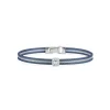 A'LOR Blueberry & Grey Cable with Square Diamond Station Bracelet