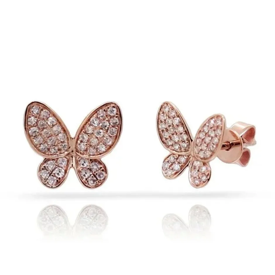 Zadok Collection Butterfly Diamond Pave Gold Studs