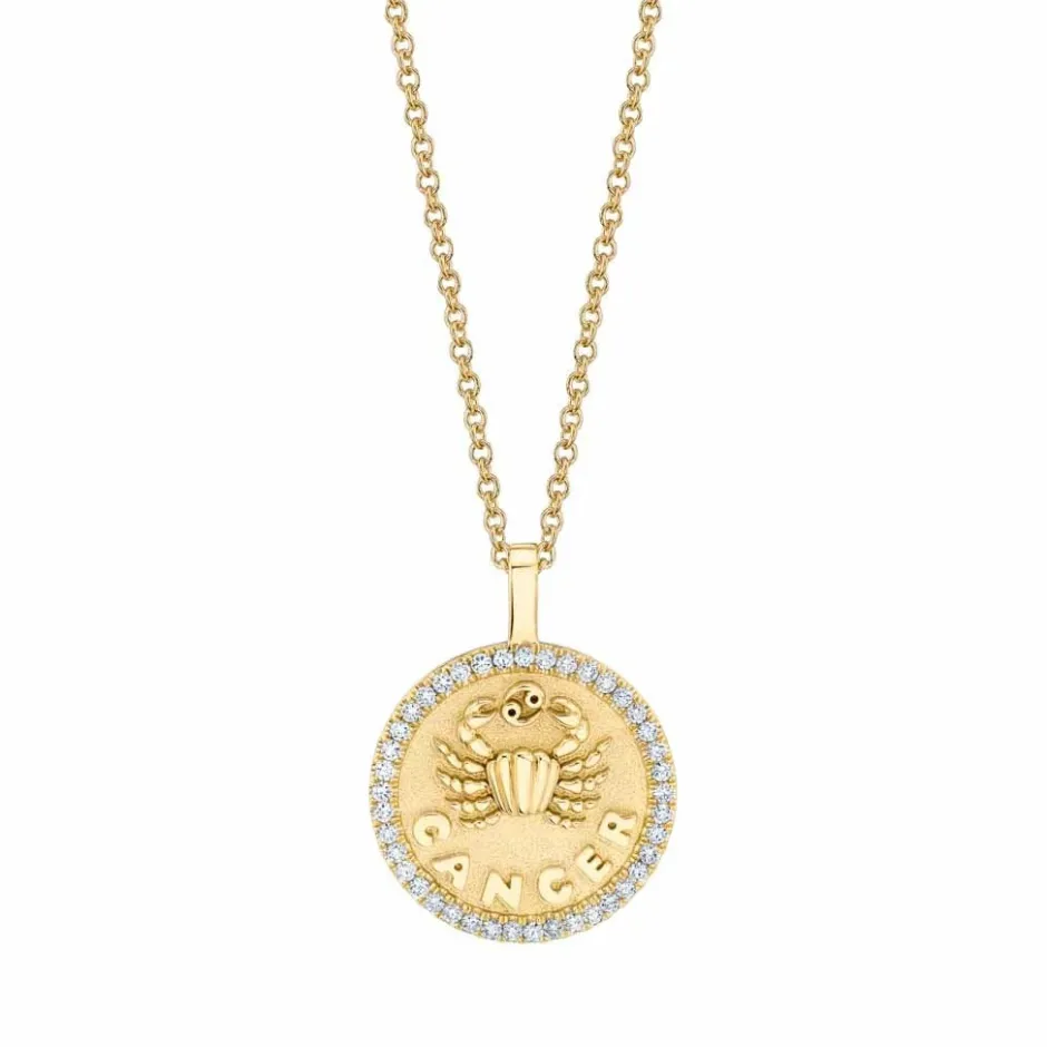Anita Ko Cancer Zodiac Coin Pendant With Diamond Frame