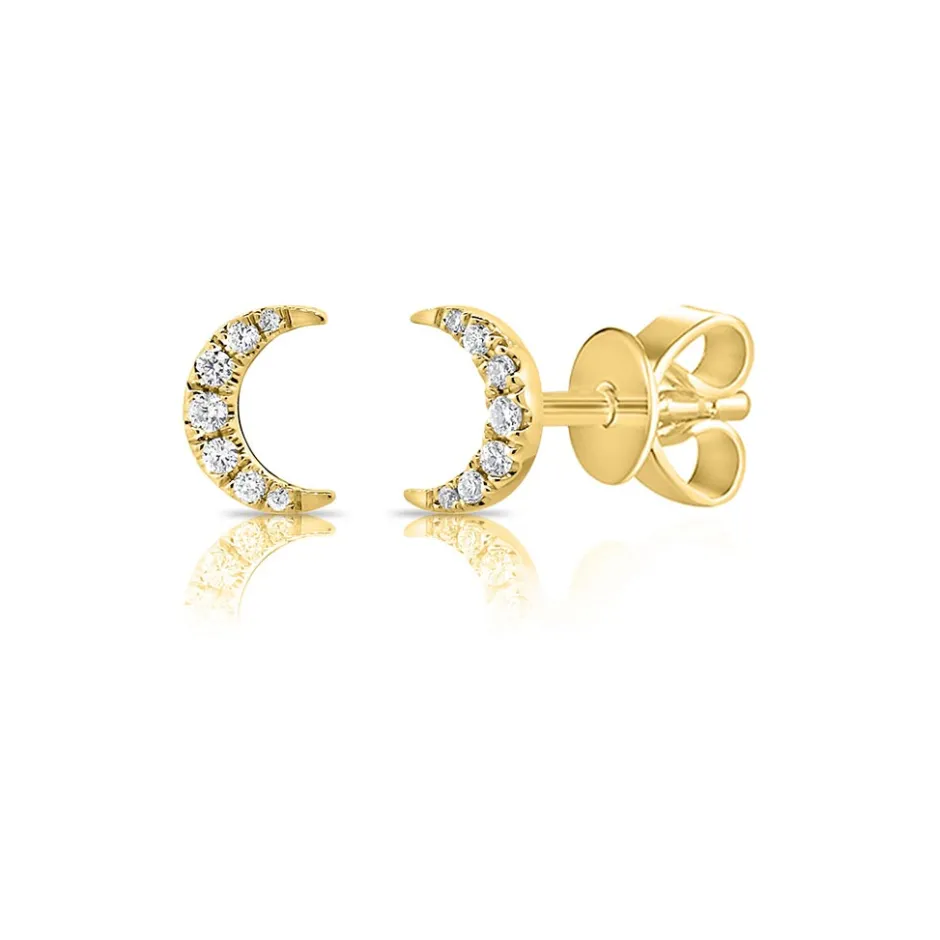 Zadok Collection Crescent Moon Stud 0.2in Diamond Earrings