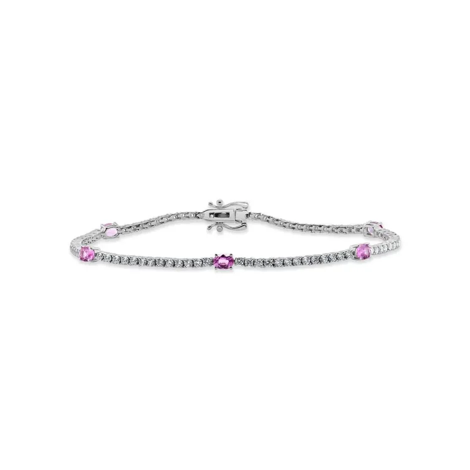 Zadok Collection Diamond & Pink Sapphire Station Tennis Bracelet