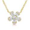 Zadok Collection Diamond Baguette Flower Necklace