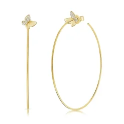 Zadok Collection Diamond Butterfly Hoop Earrings