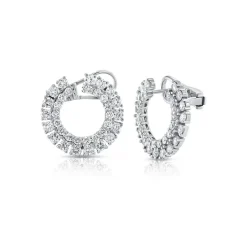 Zadok Collection Diamond Double Row Front-Facing Hoop Earrings