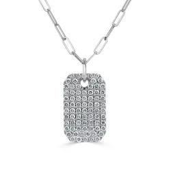 Zadok Collection Diamond Pave Dog Tag Necklace