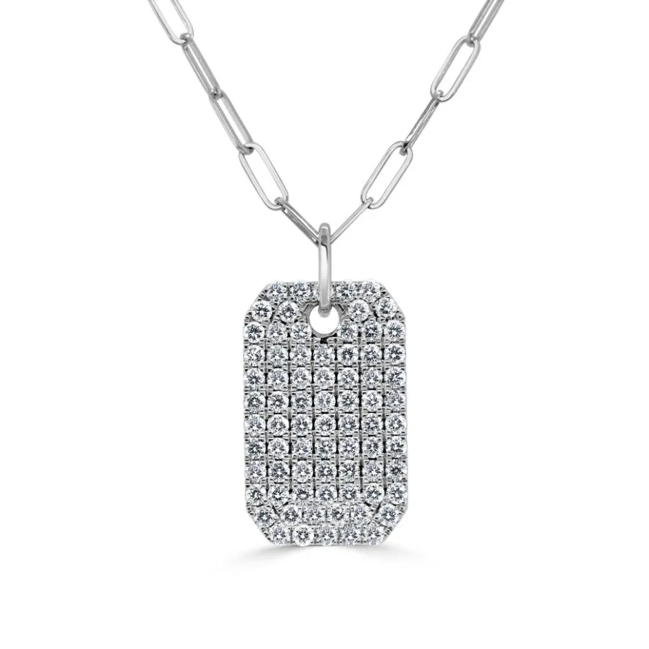 Zadok Collection Diamond Pave Dog Tag Necklace