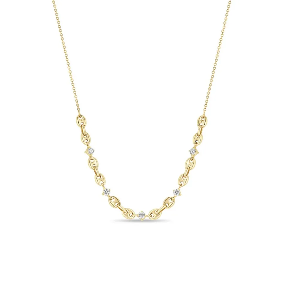 Zoe Chicco 5 Diamond Puffed Mariner Station Necklace