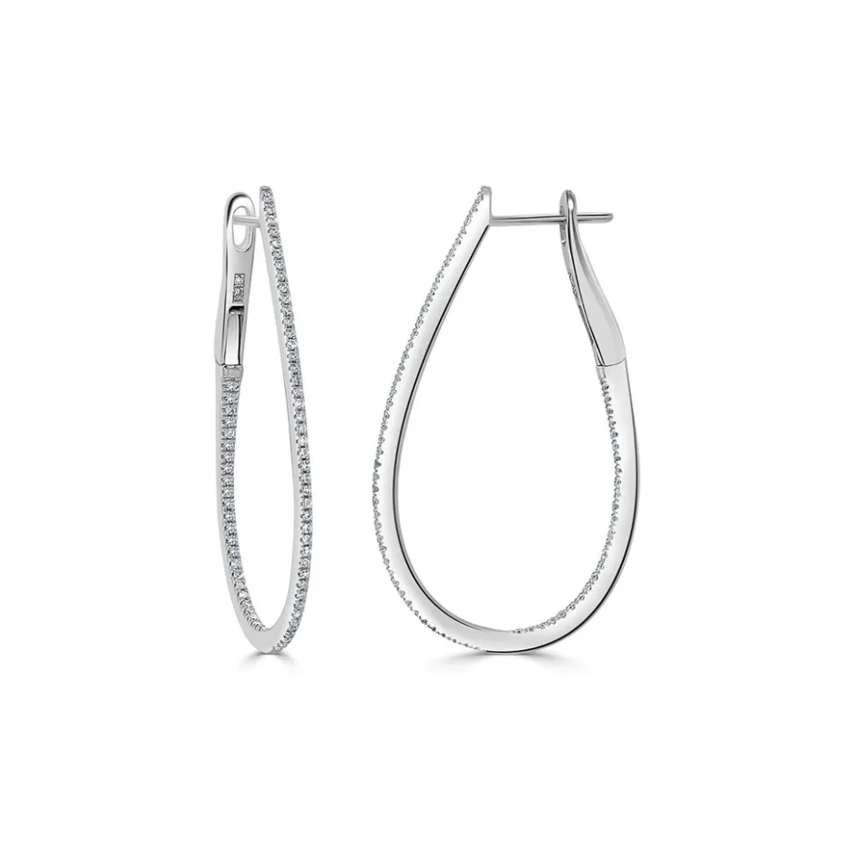 Zadok Collection Diamond Skinny Hoop 1-1/2 Earrings