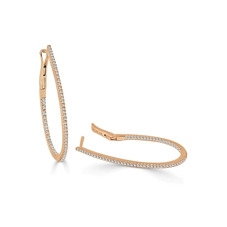 Zadok Collection Diamond Skinny Hoop 1.25 Earrings