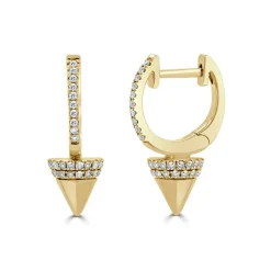 Zadok Collection Diamond Spike Drop Huggie Earrings