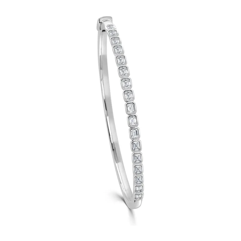Zadok Collection Emerald-Cut Diamond Bezel Set Bangle