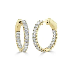 Zadok Collection Emerald-Cut Diamond Hoop Earrings
