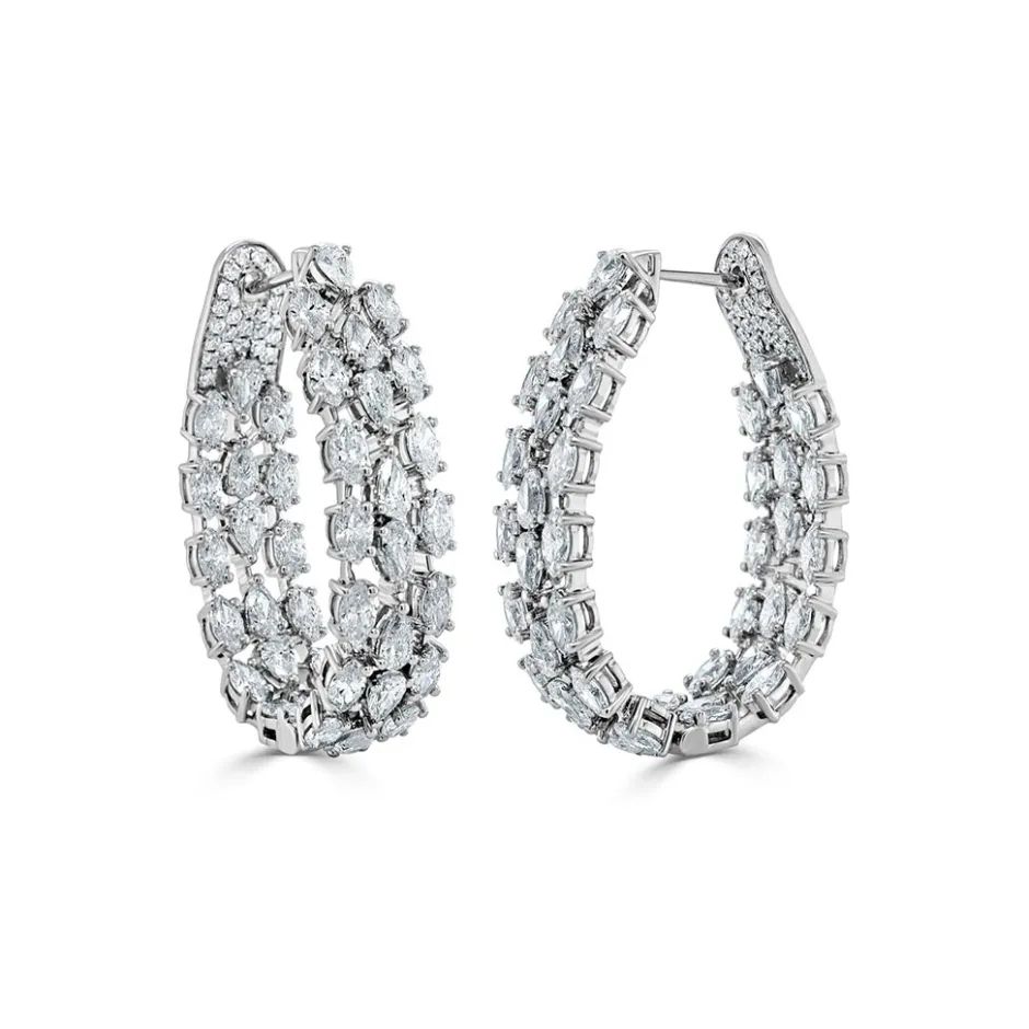 Zadok Collection Fancy Shape Diamond Hoop Earrings