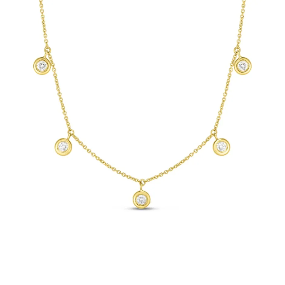 Roberto Coin Five Diamond Drop Station Necklace