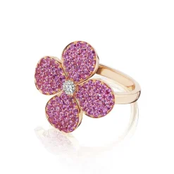 Zadok Collection Flower Shared Prong Pink Sapphire Ring