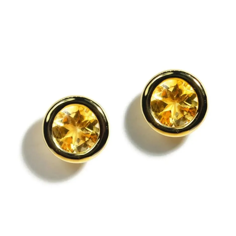 A u0026 Furst Gaia Round Stud Citrine Earrings