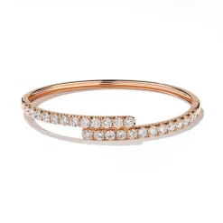 Zadok Collection Gold Bypass Overlay Diamond Bangle
