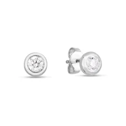 Roberto Coin Gold Full Bezel Set Diamond Studs