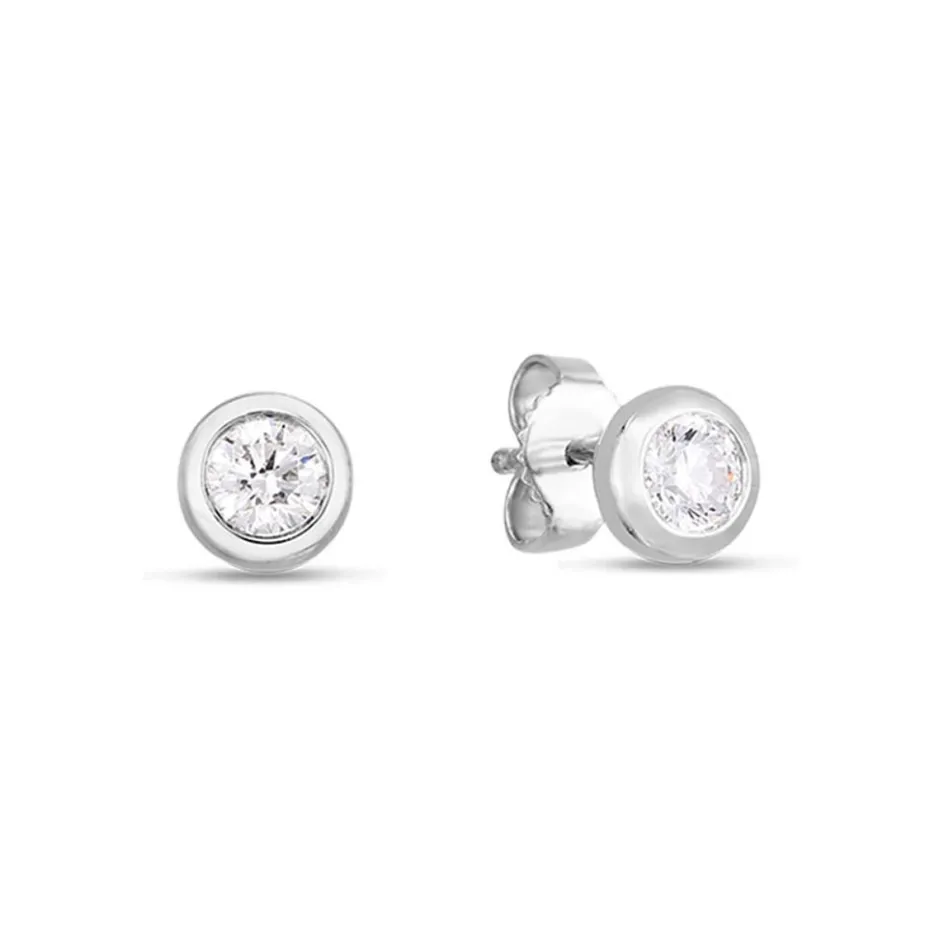 Roberto Coin Gold Full Bezel Set Diamond Studs