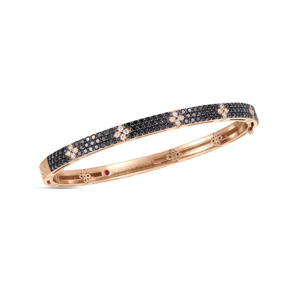 Roberto Coin Gold Love In Verona Black And Diamond Bangle
