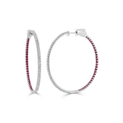 Zadok Collection Half Ruby & Diamond Hoop