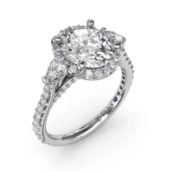 Fana Halo Diamond Three Stone Engagement Ring