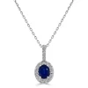 Zadok Collection Halo Oval Diamond And Blue Sapphire Pendant