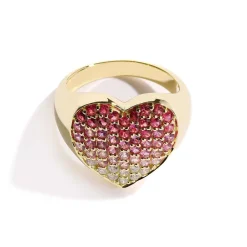 Zadok Collection Heart Cluster Pink Sapphire Ring