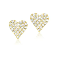 Zadok Collection Heart Pave Stud Diamond Earrings 0.13ctw