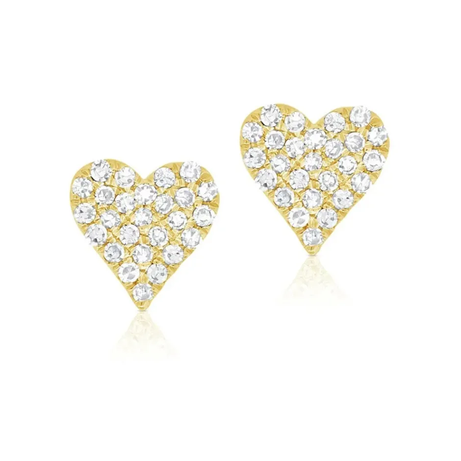 Zadok Collection Heart Pave Stud Diamond Earrings 0.13ctw