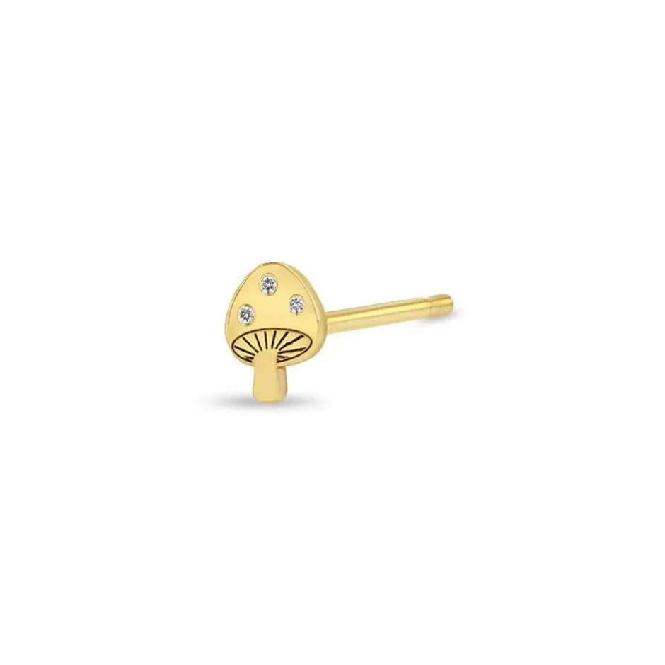 Zoe Chicco Itty Bitty Diamond Mushroom Single Stud Earring
