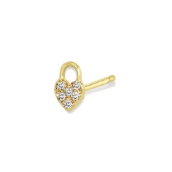 Zoe Chicco Itty Bitty Pave Diamond Heart Padlock Stud