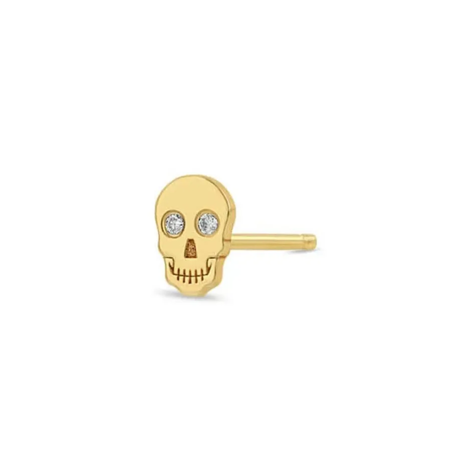 Zoe Chicco Itty Bitty Skull With Diamond Eyes Stud