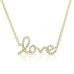 Zadok Collection Love In Cursive Letters 0.26in Diamond Pendant