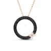 Roberto Coin Love In Verona Circle Pave Round Diamond And Black Diamond Pendant