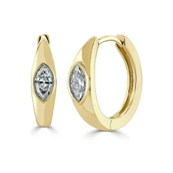 Zadok Collection Marquise Diamond Huggie Earrings