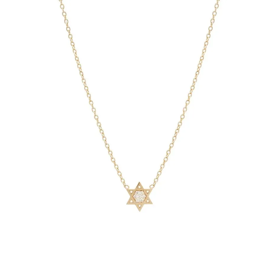 Zoe Chicco Midi Bitty Pave Diamond Star of David Necklace