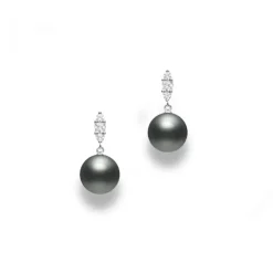 Mikimoto 9mm Black South Sea & Diamond Earrings
