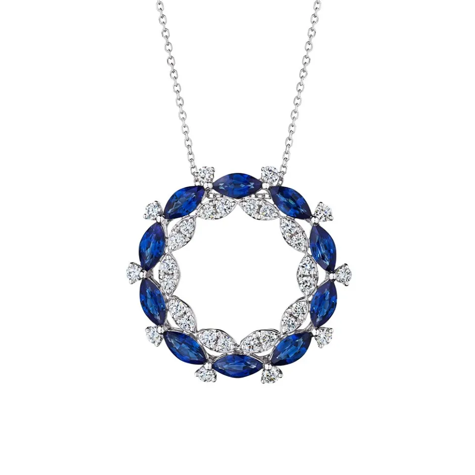 Zadok Collection Open Circle Diamond And Blue Sapphire Necklace